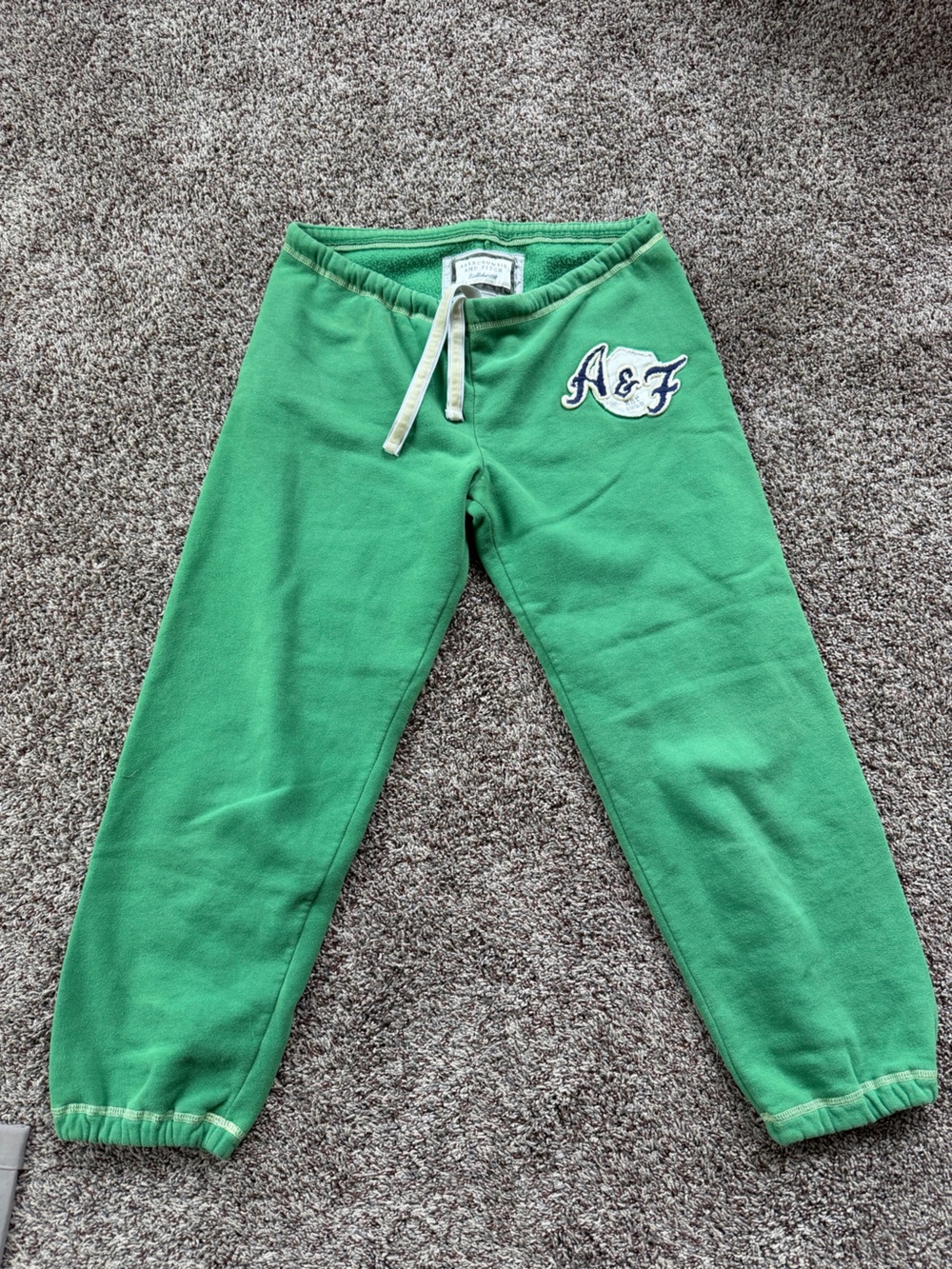 Vintage Abercrombie & Fitch Women Cropped Green Sweatpants w/ Drawstring RARE